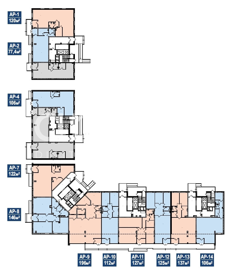Планировка офиса 77-521 м², 1 этаж, ЖК «Архимед»